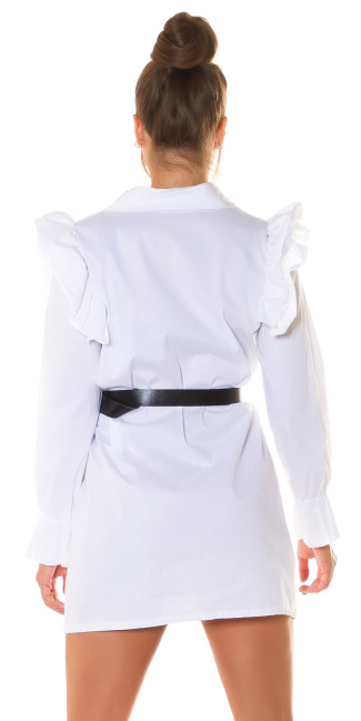 blouse jurk met riem wit
